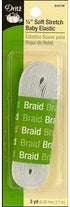 Dritz 9337W Soft Stretch Braided Elastic, White, 1/4-Inch by 3-Yard...