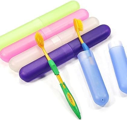 2 Pcs Random Color Travel Toothbrush Holder Case Boxes Tube Cover Toothbrush Storage Box Reusable Plastic Toothbrush Box Travel Containers Box...