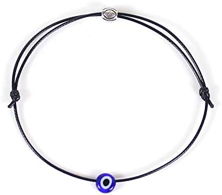 HUNO 6Pcs/Set Evil Eye Ankle Bracelet Lucky Amulet Blue Eye Waterproof String Anklets for Women Kabbalah Protection Jewelry-A...