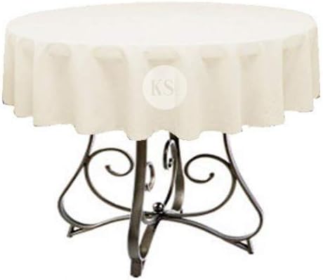 KS Linens Polyester Round Tablecloth 72" (Ivory)...