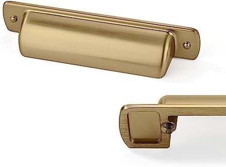 2 Pack Cup Pulls 2-1/2"(64mm) Center to Center Drawer Pulls Champagne Bronze Cabinet Cup Pulls Kitchen Cabinet Hardware Satin Brass Cabinet Handle...