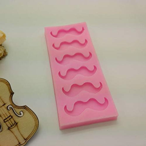 Cute 6 Cavities Funny DIY 3D Mustache Beard Silicone Mold for Fondant Chocolate Candy Gum Paste Cake Decor Baking Desserts Ice Tool...