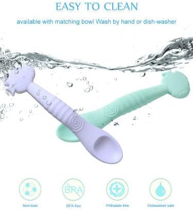 Products Plus Fish Bowl and Spoon Suction Silicone Baby Feeding Set, Self-Feeding, BPA-Free, Easy to Clean Blue...