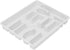 Home Basics 7 Molded Compartments Plastic Cutlery Tray (White) | Flatware and Extra Utensils Organizer | Deep Compartments | Heavy Duty | Round Co...