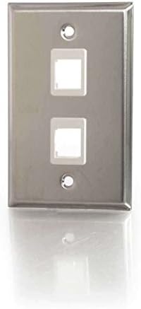 C2G 41013 Composite Video and RCA Stereo Audio Pass Through Single Gang Wall Plate, Brushed Aluminum...