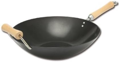 JOYCE CHEN Classic Series 14-Inch Carbon Steel Nonstick Wok with Birch Handles...