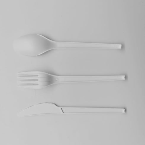 Certified Compostable Assorted Cutlery, 6.5 Inch Heavy Duty Disposable Utensils, White, 24 Count (8 Forks + 8 Spoons + 8 Knives)...