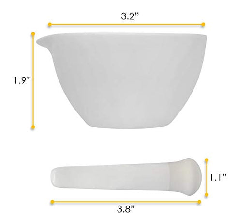 EISCO Porcelain Mortar & Pestle Set, 2oz (60ml) - Unglazed Grinding Surface - Excellent for Kitchen or Laboratory - Grinds Powdered Chemicals, Her...