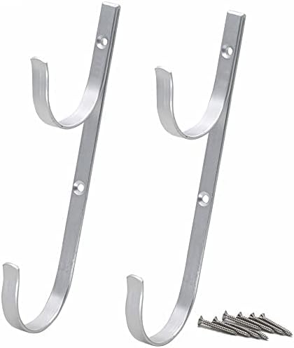 WWD POOL Swimming Pool Aluminum Pole Hanger Set, Blue, 1-Pack (2 Hooks), for Telescoping Poles, Leaf Rakes, Skimmers, Nets, Brushes, Vacuum Hoses ...