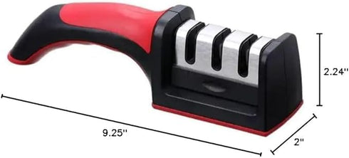 Sharpen with Precision: Stainless Steel 3-in-1 Kitchen Knife Sharpener - Easy-Use. Kit with 3 Stage Sharpening Slots. Ergonomic and fast....