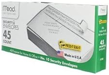 Mead Press-it Seal-it No.10 Security Envelopes, 4.125 x 9.5-Inches, White, 45 Count, Pack of 2 (90 Count In Total)( 75026)...