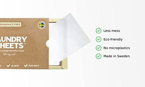 up to 120 Loads - Made in Sweden - 60 Sheets - the Original - Laundry Detergent Sheets - Fragrance Free - no Plastic - Eco-Friendly...