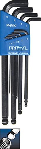 Eklind Tool 13509 Stubby-Ball-Hex-L Key allen wrench - 9pc set Metric MM sizes 1.5-10 Long series...
