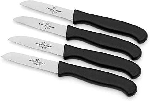 Sword & Crown Professional (Made in Germany, Solingen) Paring Knife Set of 4 Easy to Grip, Super Sharp, Rust and Corrosion Free Dishwasher Safe 3"...