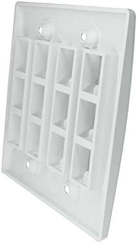 RiteAV - Keystone Wall Plate Double Gang 12-Port White (1 Piece Flush)...