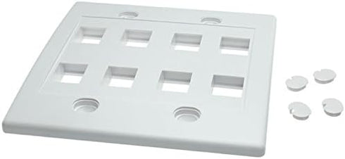 RiteAV - Keystone Wall Plate Double Gang 8-Port White (1 Piece Flush)...