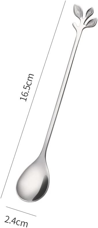 10 Pack Stainless Steel Leaf Teaspoons, Stirring, Mixing, Stir Spoons Ice Cream Spoon 6.5 inch Silver...