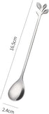 10 Pack Stainless Steel Leaf Teaspoons, Stirring, Mixing, Stir Spoons Ice Cream Spoon 6.5 inch Silver...