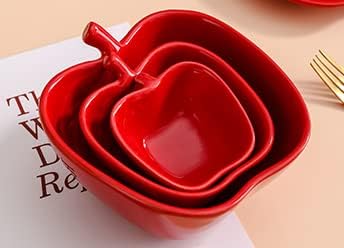 2pcs Dessert Bowls Salad Bowls Porcelain Apple Shape Bowls Dinner Bowls...