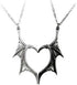 COLORFUL BLING 2pcs Gothic Matching Love Heart Pendant Necklaces Set Dragon Bat Wing Choker Friendship Lovers Couples for Women Men Cool BFF Jewel...