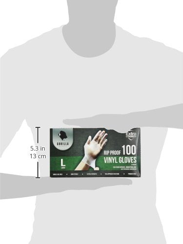 GORILLA SUPPLY Disposable Heavy Duty Vinyl Gloves Latex Free Powder Free, BPA Free Food Safe Grade Disposable Glove, Large L, 100 Count...