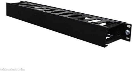Raising Electronics 1U Horizontal Rack Mount Cable Management Unit with Panel Plastic 19" Rack Mount...