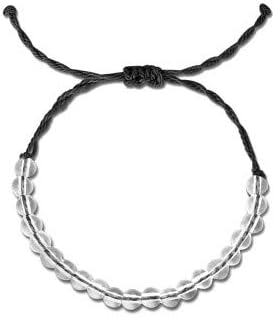 4Pcs Boho Adjustable String Braided Bracelets Handmade Weaving Rope Clear Crystal Seed Beaded Ocean Bracelet for Women Men Unisex Healing Power Je...