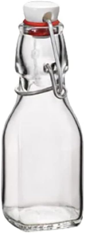 Bormioli Rocco Swing Bottle - 4.25 oz, Recyclable Glass with Airtight Seal - BPA-Free & Dishwasher Safe - Ideal for Infused Drinks, Juices, Oils -...