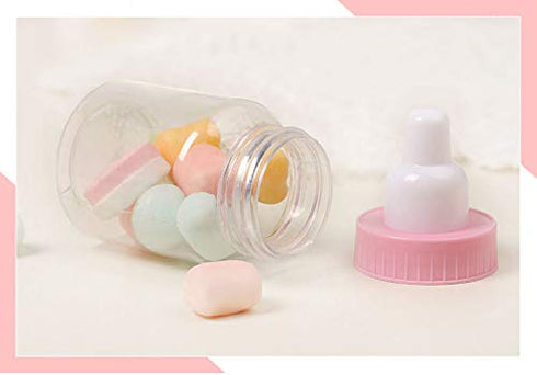 3.5 Inches Baby Bottle Shower Favor,Mini Plastic Candy Bottle,Baby Shower Supplies Boy Girl Newborn Baby Baptism Birthday Party Deco (2 Dozens, Pi...