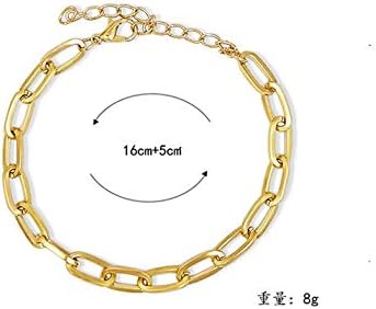 14K Gold Plated Paperclip Alloy Link Chain Choker Necklace Bracelet Earrings Set Punk Oval Dainty Chunky Chain Flat Link Costume Jewelry Set for W...