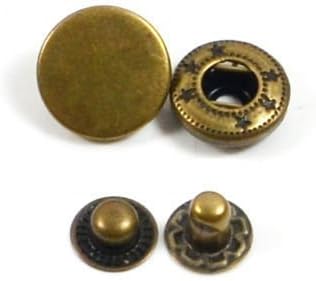 120 Sets 10mm Metal Snap Fasteners Press Stud Rounded Sewing Rivet Buttons Clothing Leather Craft DIY Poppers Bronze...