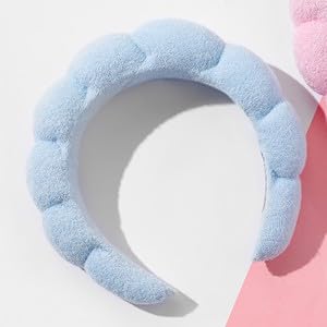 6 Pack Spa Sponge Headbands for Washing Face,Skincare Headbands,Makeup Headband, Terry Cloth Headband Bubble Soft Puffy Headband for Women and Gir...