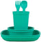 Re-Play Kids Dinnerware Set - 10 oz. Open Cup, 7" Flat Plate, 12 Oz. Bowl, Rounded Tip Fork and Deep Scoop Spoon - Dishwasher/Microwave Safe - Mad...
