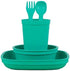 Re-Play Kids Dinnerware Set - 10 oz. Open Cup, 7" Flat Plate, 12 Oz. Bowl, Rounded Tip Fork and Deep Scoop Spoon - Dishwasher/Microwave Safe - Mad...