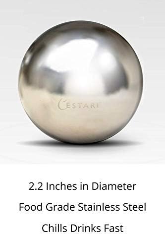 Cestari Whiskey Ball - Reusable Stainless Steel Ice Spheres - Chill Your Scotch, Vodka, Wine - Ice Cube Metal Whiskey Stones - Drink Coolers Gift ...