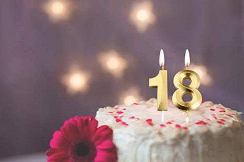 18th Birthday Candles,Gold Number 18 Cake Topper for Birthday Decorations Party Decoration...