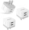 3Pack USB Wall Charger Plug, AILKIN 2.4A Dual Port USB Adapter Power Cube Fast Charging Station Box Base for iPhone 16e 16 15 14 13 12 Pro Max SE ...