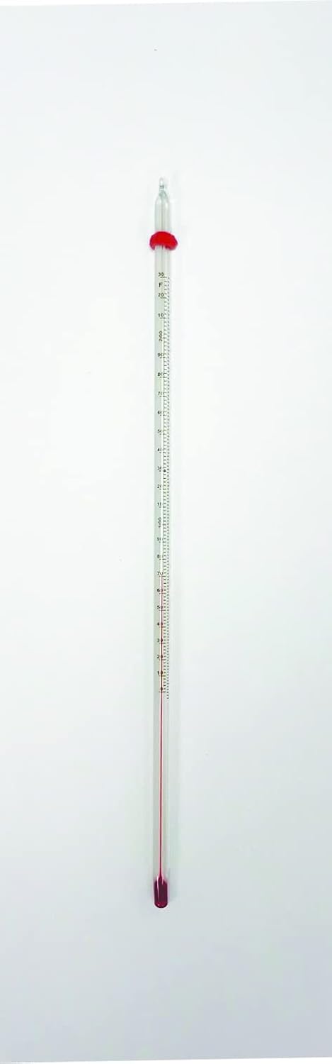 United Scientific Supplies THTCF1, Red Spirit-Filled Thermometer, 12" Length, Total Immersion, Dual Scale, -20 to 110°C Temperature Range...