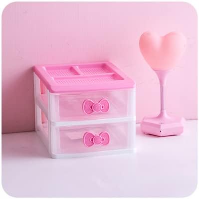 New Lovely Cosmetic Case Storage Cabinet Box Room Desktop Makeup Organizer With Two-tier Desk Receiving Drawers...