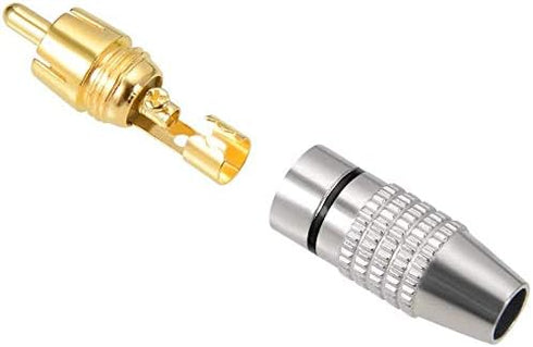 4Pcs RCA Plugs Speaker Plugs, Gold Plated RCA Plug Solderless Male Plug Screws Audio Video in-Line Jack Cable Connector Adapter 2Pcs Black and 2Pc...