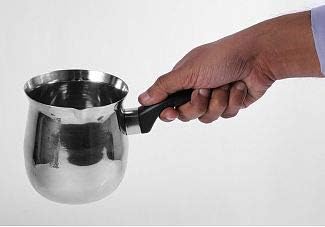 Milk Or Butter Beverage Warmer Pot, Turkish - Arabic Coffee Pot with Black Handle 24 oz - 3/4 Quart...
