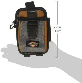 Dickies 2-Compartment Large Phone Pouch, Universal-fit Steel Clip for Tool Belt, Security Strap Over Phone, Carabiner for Quick-Clip Key Storage...