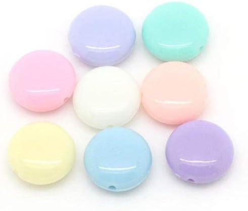 600 Pastel Acrylic Beads Flat Round Assorted Pastel Colors 12 x 5mm with 1mm Hole...