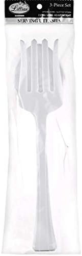Lillian Tablesettings 3 in 1 Pack of 3 Plastic Serving Utensils, 2.5 x 2.5 x 11.5 inches, Pearl White (65909)...