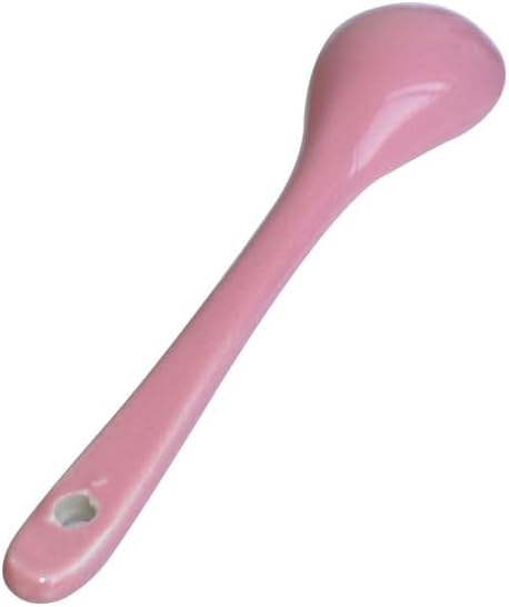 10 pcs Porcelain Egg Spoons Ceramic Spoons 4.7 inch Coffee Dessert Yogurt Tea Milky Tea Pink...