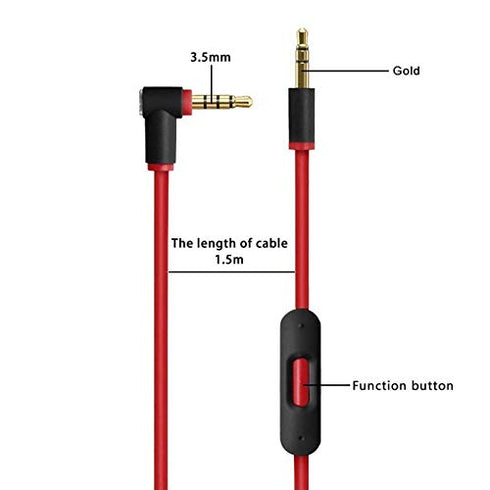 Replacement Audio Cable Cord Wire with in-line Microphone and Control Compatible with Beats Solo 2 Solo 3, Studio 3, Pro, Detox, Wireless, Mixr, E...