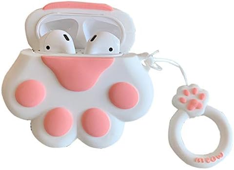 Cute Case for Airpods Pro, Silicone Cats Paw Shark Animal Cartoon Protective Soft Cover Skin with Anti-Lost Keychain (Cat Paw)...