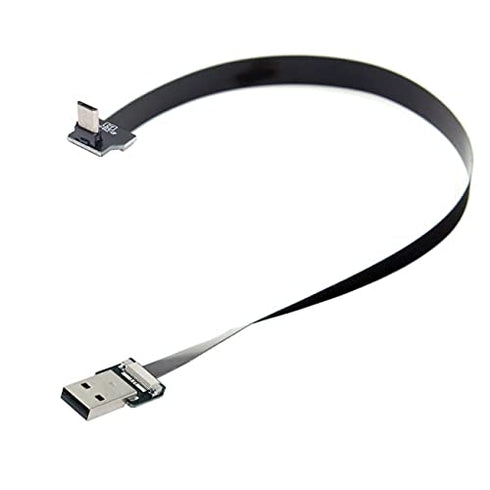 NFHK Up Angled USB 2.0 Type-A Male to Micro USB 5Pin Male Data Flat Slim FPC Cable for FPV & Disk & Phone 50CM...