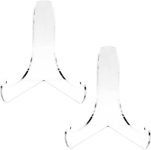 2 Pieces Acrylic Plate Stand 60-Degree Angle Acrylic Book Stand Acrylic Easel Acrylic Plaque Stand Table Top Easel Card Picture Stands Plate Holde...