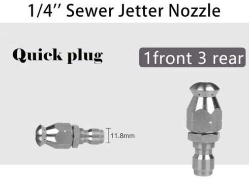 Pipe Cleaning Nozzle 1Pcs Cleaning Rotary Nozzle Pipe Jetter for General Water Pipe Flushing and Cleaning (1/4" 1 Front 3 Rear)...